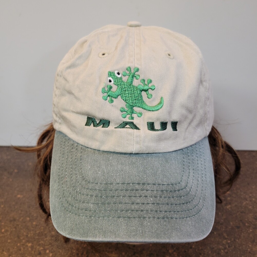 Maui Baseball Cap Unisex Kids White Green Embroidered Logo Adjustable Hat